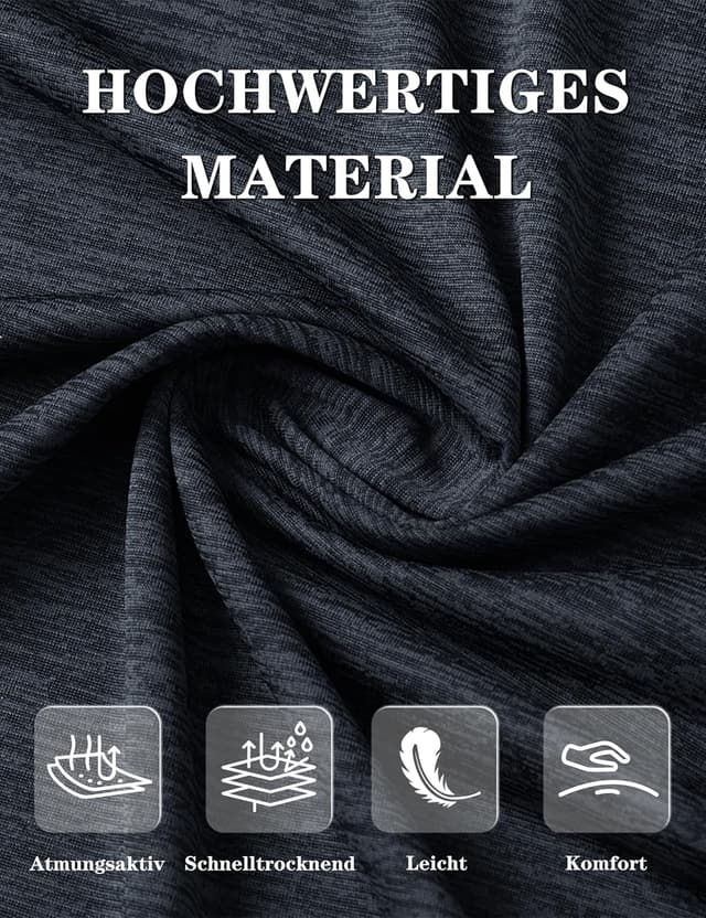 Detalle de KEFITEVD Melange Sportshirt Damen Kurzarm mit Reflexstreifen – atmungsaktives Stretch Funktionsshirt