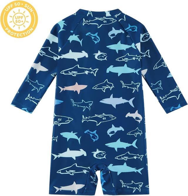 Detalle 2 de upandfast Baby rashguard swimsuit with full-length zipper and UPF 50+ protection (toddler one-piece)