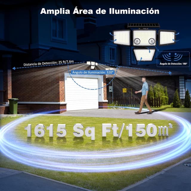 Thumbnail 6 de K KASONIC Luces Solares Exteriores Doble Sensor 🌞 2500LM Paquete de 2