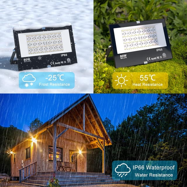 Detalle 2 de RGB LED Außen-Strahler 80W (2er-Set) mit Bluetooth-App-Steuerung, IP66 – kühles Weiß + Millionen Farben