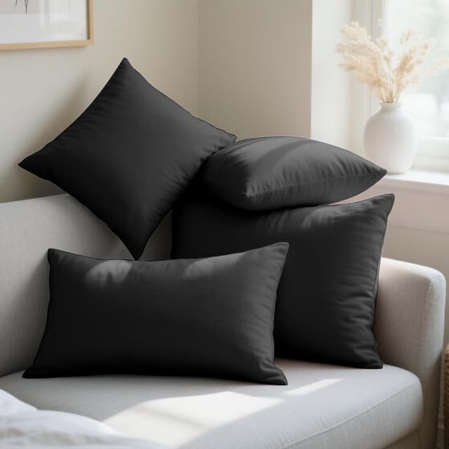 Thumbnail 6 de Lot de 2 taies d’oreiller AYSW 18 Couleurs en microfibre brossée 65x65 cm noir, fermeture éclair