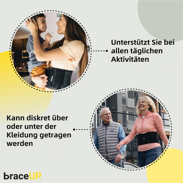 Detalle de BraceUP Rückengurt Rückenstützgürtel mit atmungsaktivem Mesh – Lendenwirbelstütze für Herren & Damen (XXL 110–135 cm)