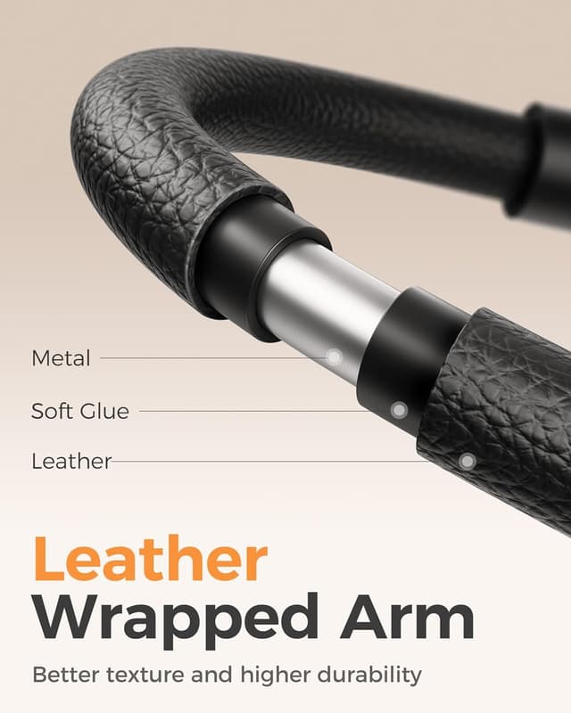 Detalle de SAIJI support de téléphone de chevet avec col de cygne 95 cm et rotation 360° (cuir PU, noir)