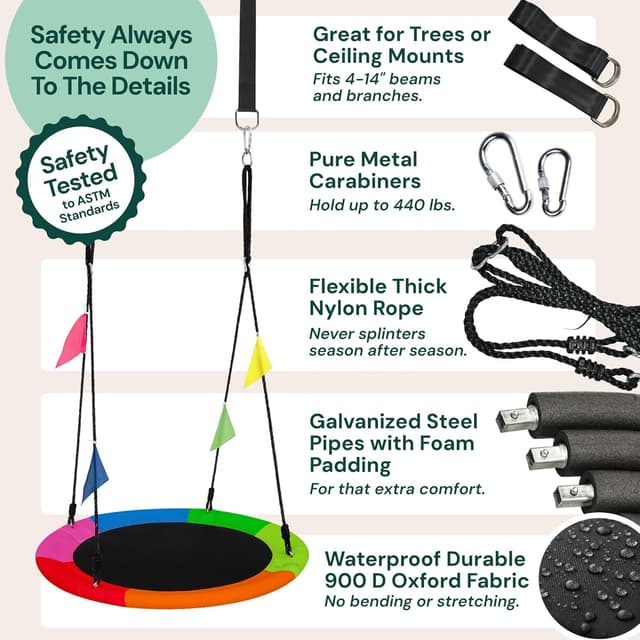 Thumbnail 2 de PLAYVIBE 40" Saucer Swing 440 lb Capacity