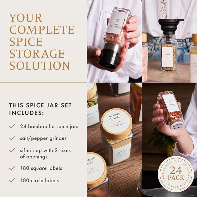 Thumbnail 1 de Livabl Glass Spice Jars 120ml — 24 pack 🧂