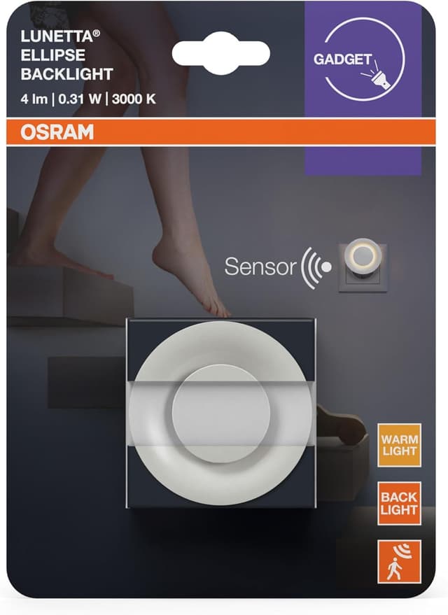 Detalle de OSRAM Lunetta Backlight Ellipse Weiß – mobile Leuchte mit Bewegungsmelder und Nachtlicht