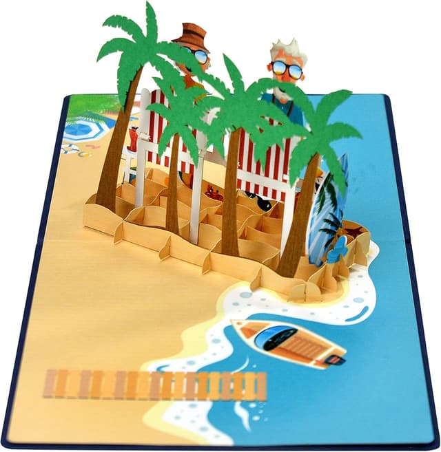 Detalle de CUTPOPUP Beach Funny Couple Anniversary Card – pop-up 3D wedding & anniversary card (5 x 5) with envelope