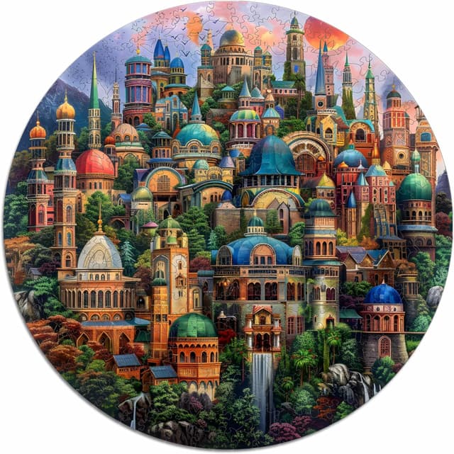 Detalle de Puzzle en bois Iconic Puzzles Enchanted Homes (Fantasy) – Taille M, 350 pièces