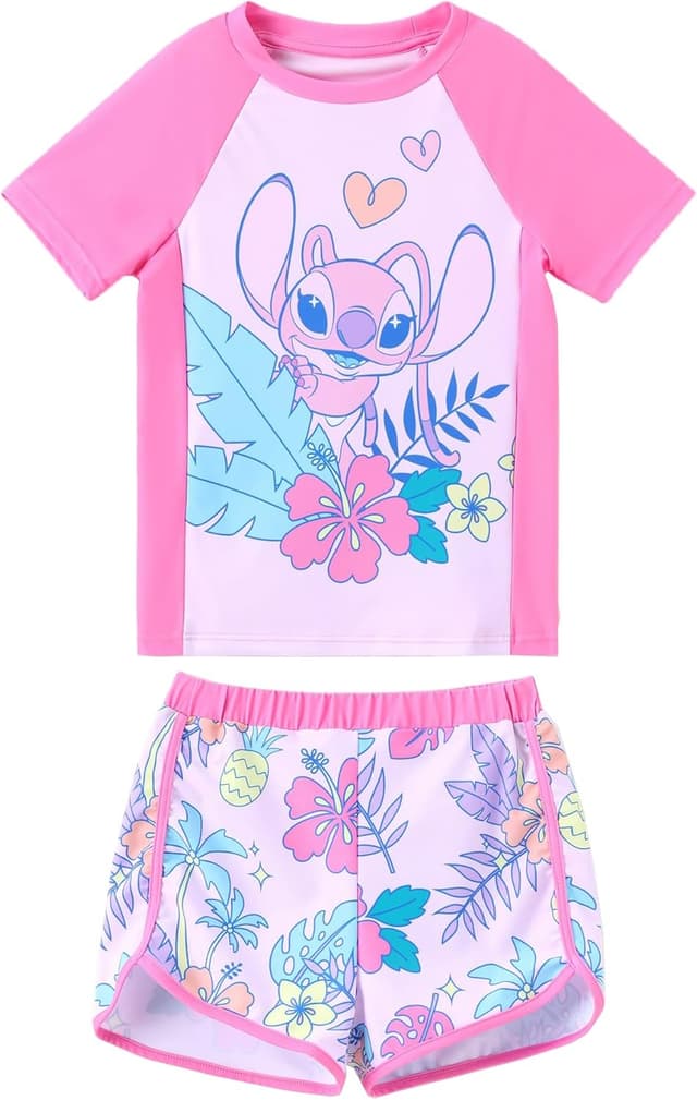 Detalle de Disney Frozen Elsa Princess Girls Two-Piece UPF 50+ Quick-Dry Swim Rashguard Set