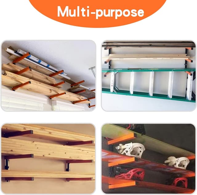 Detalle de Ultrawall 3-Level Wall Mount Wood Organizer & Lumber Storage Metal Rack (4-Pack) for Indoor/Outdoor