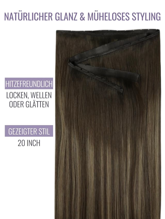Detalle de Fshine Extensions Echthaar Tressen Mittelbraun mit Hellblonden (55 cm, 50 g) – Butterfly-Weft für schmerzfreie Installation