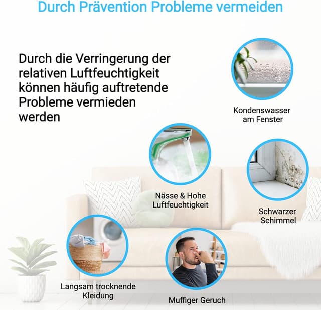 Detalle de KLAMER Luftentfeuchter elektrisch 25 L/24h – 5,5-L-Tank, leise, Smart Sensor, Timer & Wäschemodus