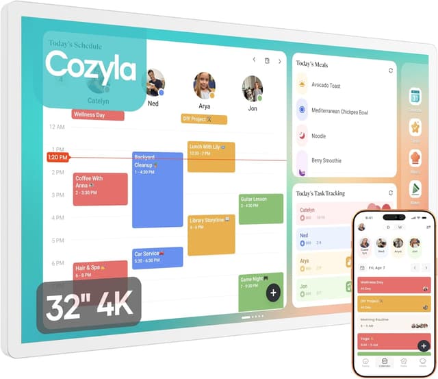 Detalle de Cozyla Mate Digital Calendar+ 2 32" 4K smart wall planner with touchscreen, chores and family profiles