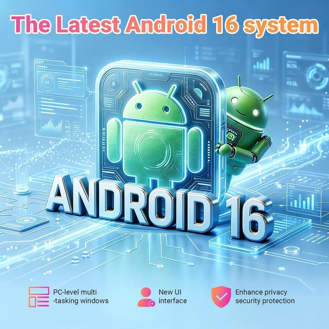 Detalle 2 de Gleeso 10-inch Android 16 Tablet (16GB RAM, 1TB TF, Widevine L1, BT 5.4/5G WiFi) with Face Unlock – Black