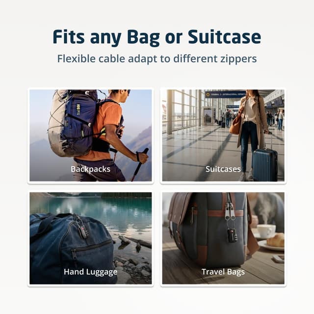 Thumbnail 6 de Lot de 6 cadenas TSA à code 3 chiffres avec câble souple pour valises et sacs de voyage (noir)