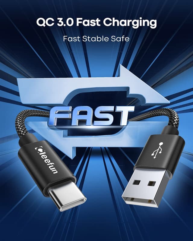 Detalle de CLEEFUN 6m (20ft) USB-A to USB-C extra-long cable with QC 3.0 fast charging