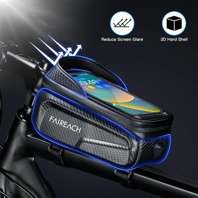 Detalle 2 de Faireach Bike Handlebar Bag with Mobile Phone Holder (waterproof, touchscreen window) for phones up to 6.8