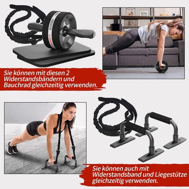 Thumbnail 4 de EnterSports Bauchroller, Bauchmuskeltrainer, Bauchmuskelroller mit Zwei Kniematte, Bauchrad Für Bauchmuskeltraining, Bauchtrainer für Zuhause, Geeignet für Anfänger, Fortgeschrittene und Profis