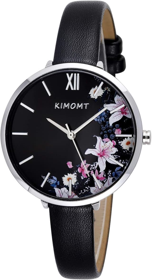 Detalle de KIMOMT montre femme à bracelet en cuir, mouvement à quartz étanche (selon usage) – montre bracelet de mode