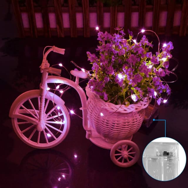 Detalle 2 de Pink Fairy Lights Dalugo 50 LED battery-powered pink string lights for bedrooms, parties & Christmas