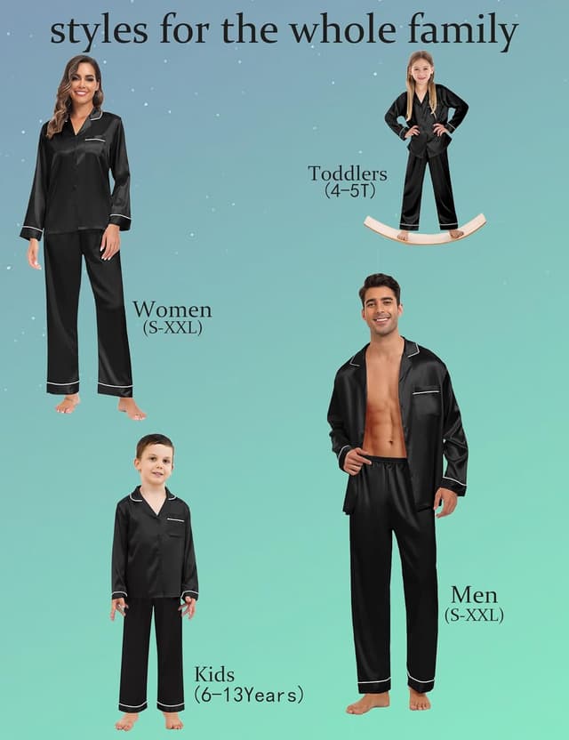 Detalle 2 de SWOMOG Girls Pyjamas Set in Silk Satin – Long Sleeve Button-Down 2-Piece Kids Sleepwear