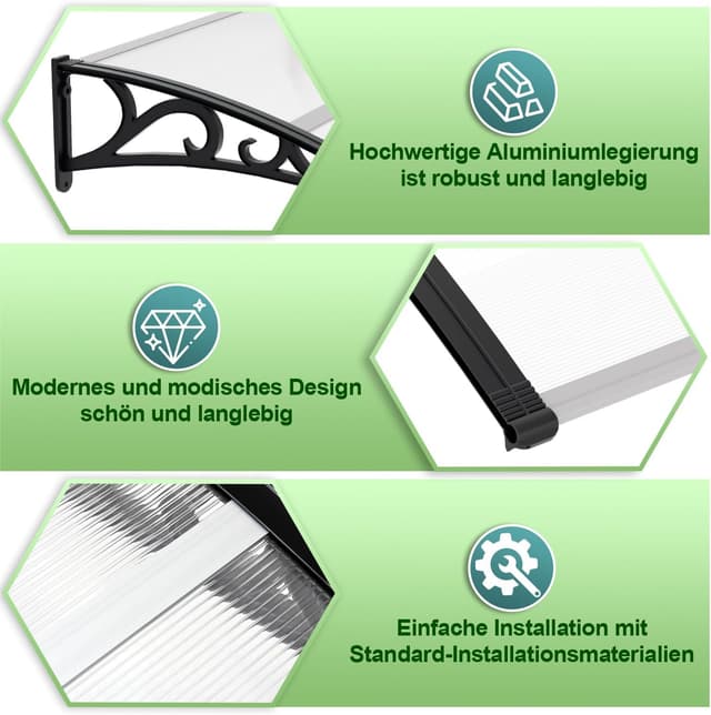Detalle de Gimisgu tettoia per porta di casa 200 x 100 cm ad arco in policarbonato trasparente da esterni