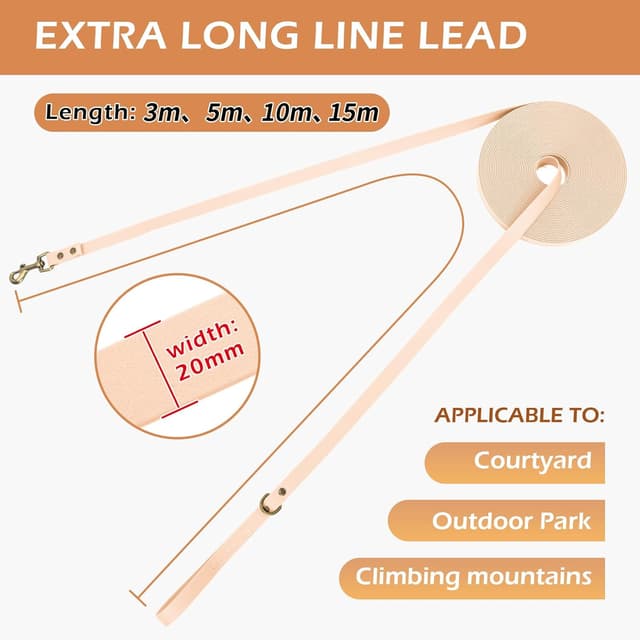 Detalle de Wisedog Schleppleine für Hunde (Übungsleine), wasserabweisend, 3 m, beige