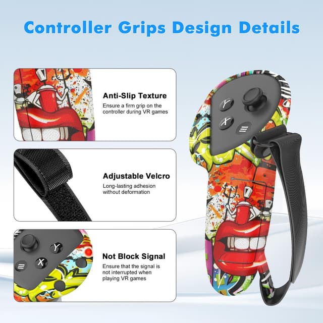 Detalle de Tyasoleil VR Silicone Case Accessory Set for Meta/Oculus Quest 3S (incl. controller grips, face & lens covers + 10 disposable eye covers)