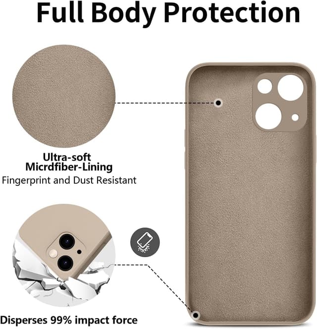 Detalle 2 de HGH Silikon-Hülle für iPhone 13 (6,1") mit Lanyard – dünner Rundumschutz in Khaki