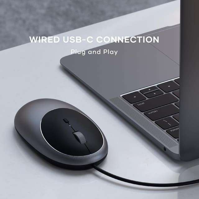 Detalle de Satechi Mouse con cavo C1 in alluminio USB-C ottico (grigio siderale) – DPI regolabili fino a 3.200