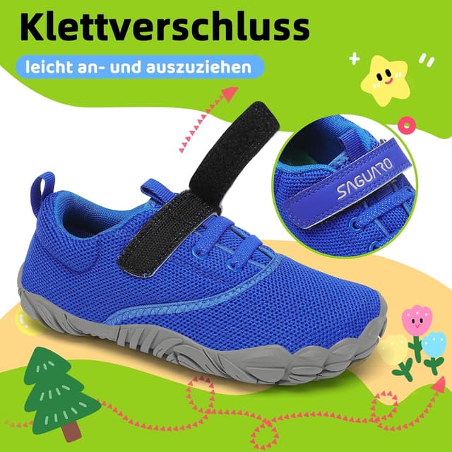 Detalle de SAGUARO Kinder Barfußschuhe leicht & rutschfest (Gr. 24–36) mit Klettverschluss