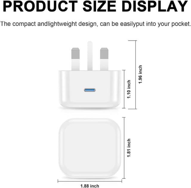 Detalle 2 de Sevengo 25W USB-C Plug Fast Charge Wall Charger Adapter (UK) – 2 Pack