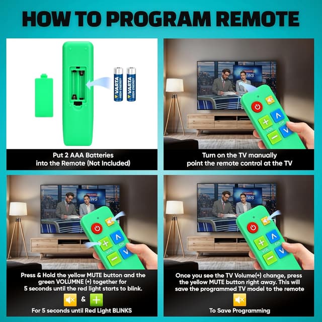 Detalle de EZclicker TV Remote for Seniors (Green) — Extra Simple Big Button Remote for TV Control