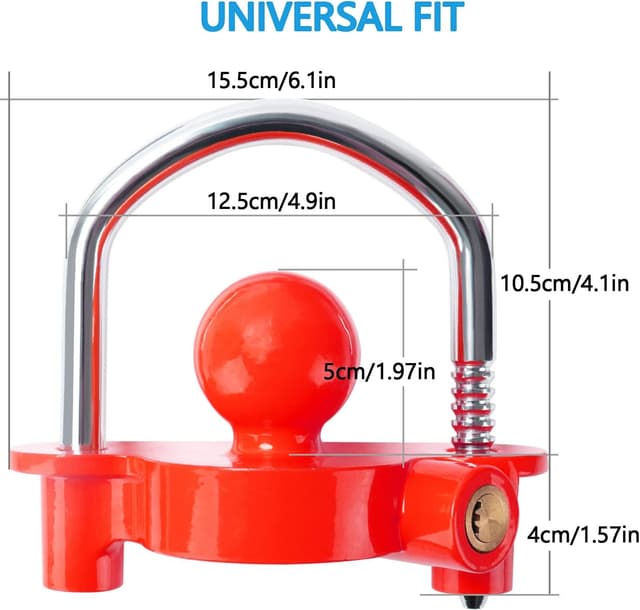 Thumbnail 2 de Tevlaphee Trailer Ball Lock Hitch Coupler 2 Keys
