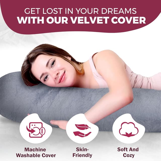 Detalle de PILLANI 57-Inch U+V+C Shaped Pregnancy Pillow with Removable Washable Cover