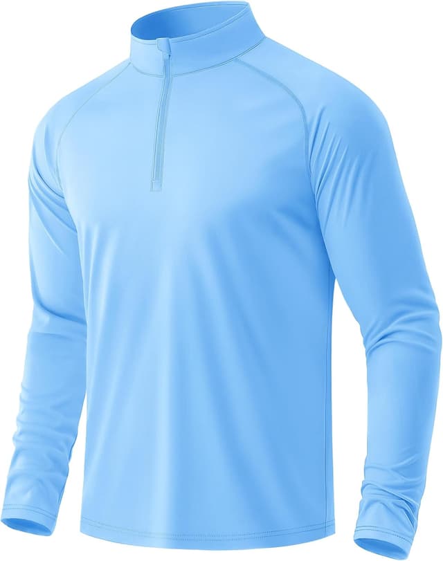 Detalle de MAGCOMSEN T-shirt manches longues homme avec 1/4 zip anti-UV UPF 50+ pour running et fitness