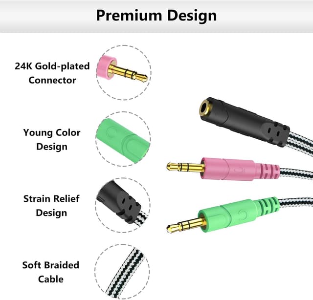 Detalle de 3.5mm headphone splitter by MillSO, 20cm
