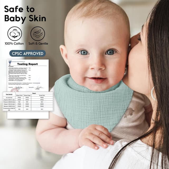 Detalle 2 de Yoofoss Baby Bibs – 10 Pack Dribble Bandana Bibs