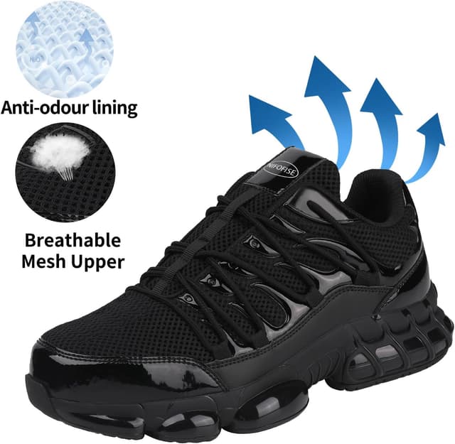 Detalle de NIFOFISE steel toe cap trainers – lightweight breathable safety work shoes with non-slip sole