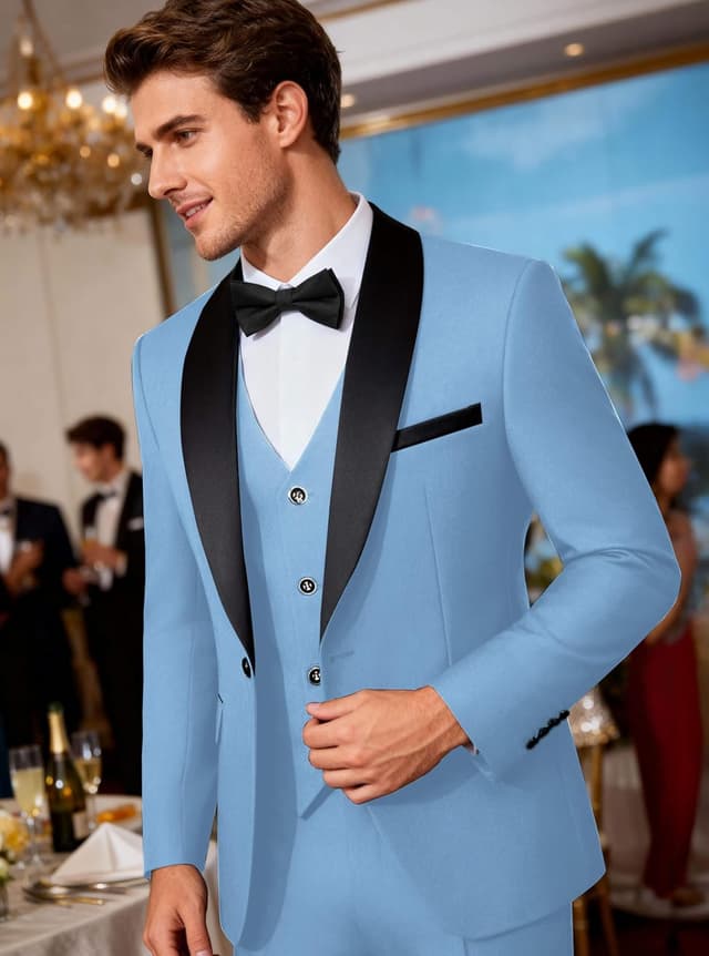 Thumbnail 3 de WULFUL 3 Piece Slim Fit Tuxedo Suit Set