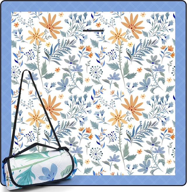 Detalle de DEWUR Picknickdecke wasserdicht und waschbar – Stranddecke XXL 200 x 200 cm mit sandabweisender Oberfläche