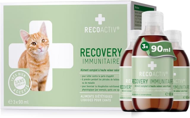 Detalle de RECOACTIV Recovery Immunitaire pour Chats (3 x 90 ml) — alimentation diététique complète pour convalescence et prise de poids