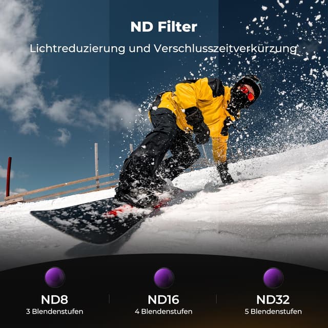 Detalle de K&F Concept Filter-Set für DJI Osmo Action 6: CPL & ND8/ND16/ND32 im 4er-Pack