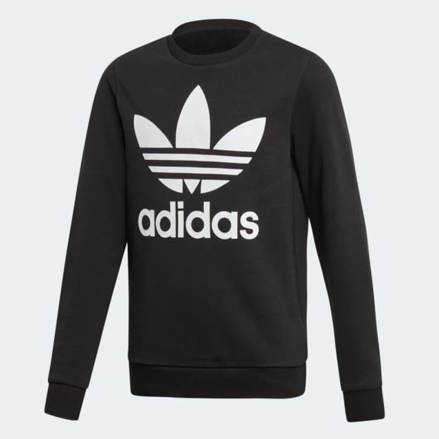 Detalle de Sudadera de cuello redondo adidas Trefoil en negro