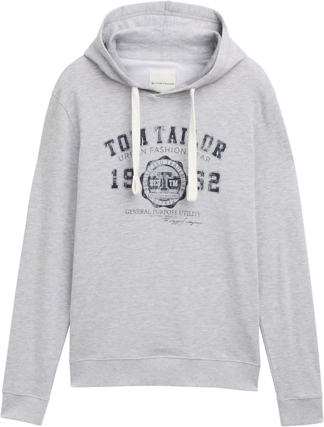 Detalle de TOM TAILOR Cappuccio Basic Hoodie da uomo con stampa logo