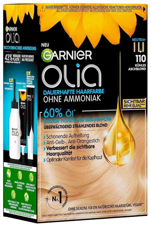 Thumbnail 6 de Garnier Olia 110 Kühles Aschblond – ammoniakfreie Dauerfarbe für bis zu 8 Wochen intensive Blond-Töne