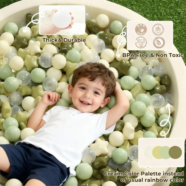 Detalle de TRENDPLAY Star Ball Pit Balls for Toddlers (Non-Toxic, 2.2-inch) — Star + Round Set for Play Tents & Ball Pits