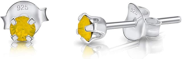 Detalle de DTPsilver WINZIGE Ohrstecker aus 925 Sterling Silber mit Swarovski® Elements – runde sehr kleine Stecker (3 mm)