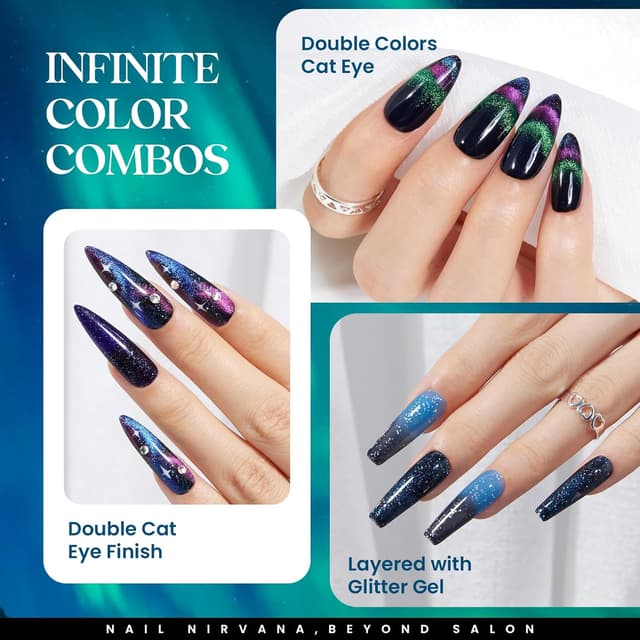 Detalle de Beetles Gel Polish Set mit Cat-Eye Farbwechsel & Magnetstab (20 Farben)