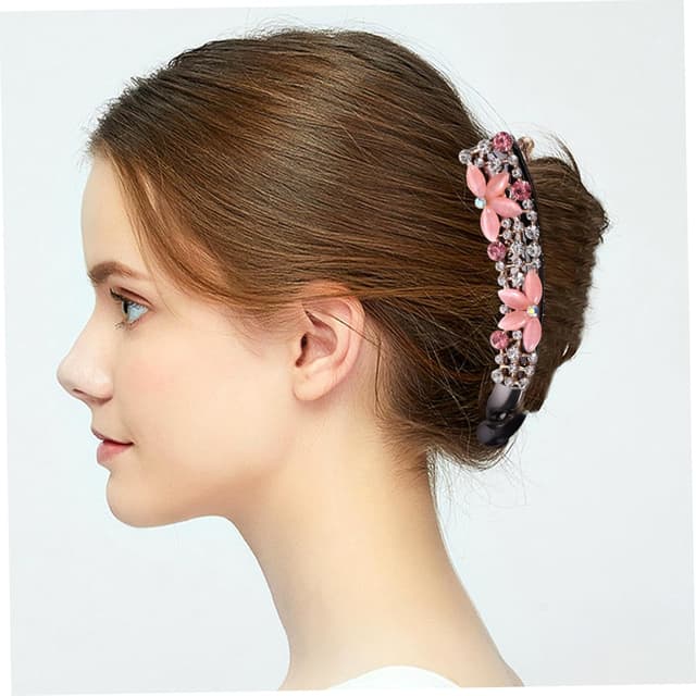 Detalle de FOMIYES Rhinestone Bananenhaarklammer – elegante Haarspange für Pferdeschwanz & Alltag